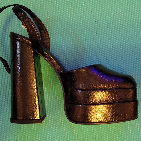 ASOS DESIGN Pluto platform heeled shoes in black snake - Picture 7 of 11